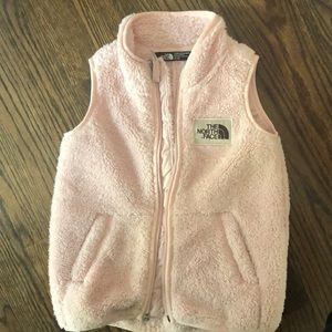 The North Face pink fleece zip vest size 4T.